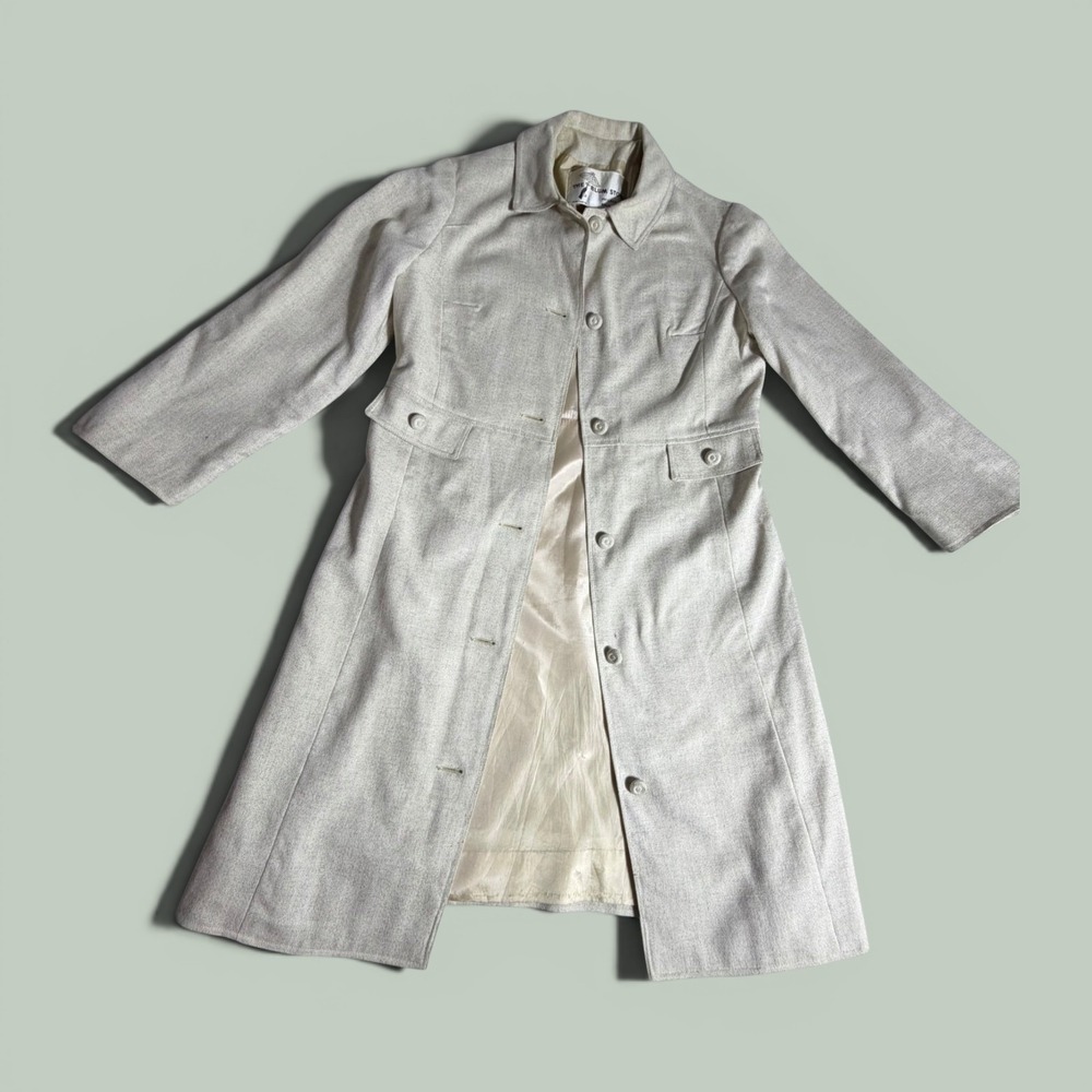 Vintage 70s The Blum Store Philadelphia Cream Textured Longline Button Coat